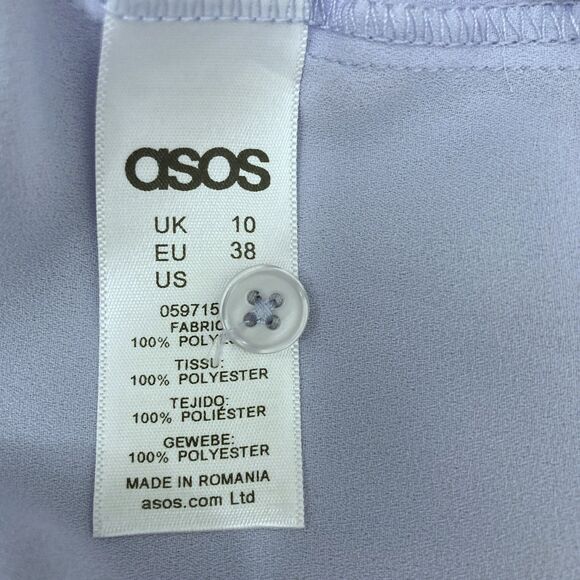 ASOS Baby Blue Ruffle Mock Neck Blouse Size 6 - Picture 9 of 10